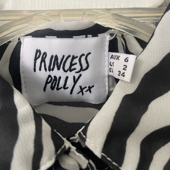 Princess Polly Zebra Print Sheer Blouse B69 - Picture 4 of 5
